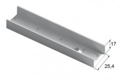 Wall-mount Rail, L=2400, White, 25x17x2400 mm